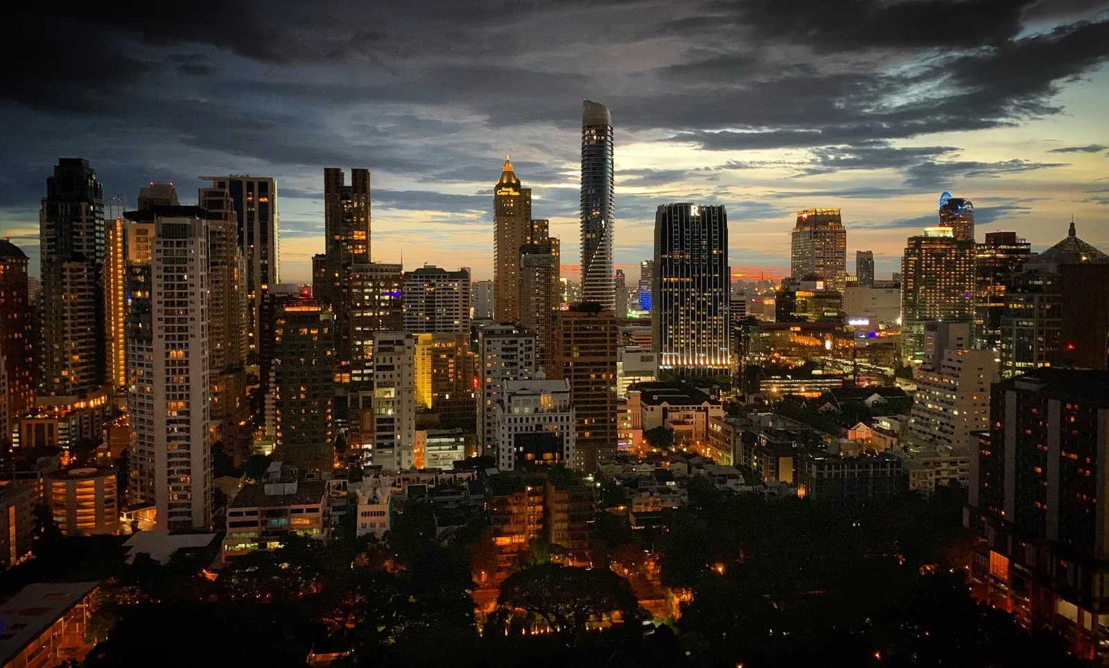 Bangkok skyline at twilight
