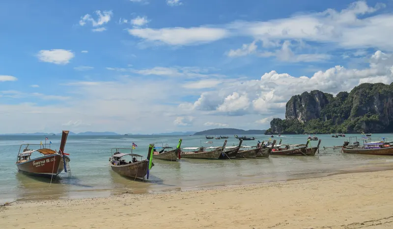 Longtail boats on Railay Beach, Krabi